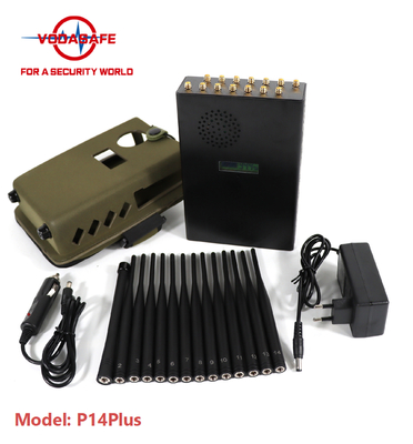 14 Bands Portable Phone Signal Jammer 25 Meters With Cooling Fan