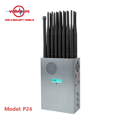 24 Antennas Handheld Wireless Signal Jammer 25m Radius With DIP Switch Car Charger